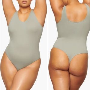 Skims Stretch Rib Scoop Neck Bodysuit in Sea Haze